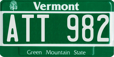 VT license plate ATT982