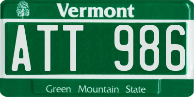 VT license plate ATT986
