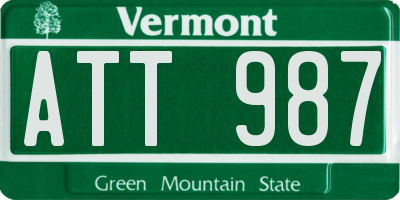 VT license plate ATT987