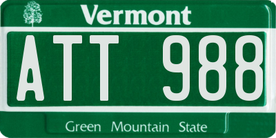 VT license plate ATT988