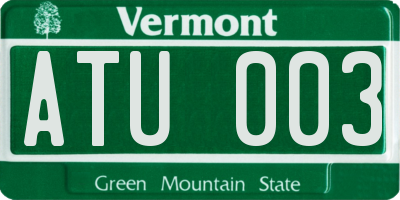 VT license plate ATU003