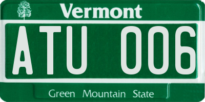 VT license plate ATU006