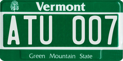 VT license plate ATU007