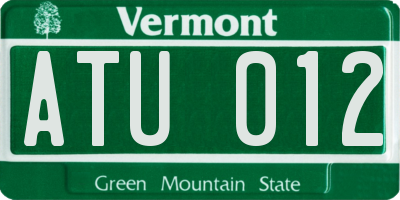 VT license plate ATU012