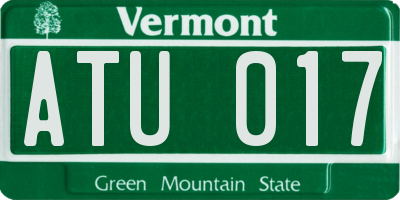 VT license plate ATU017