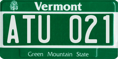 VT license plate ATU021