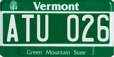 VT license plate ATU026