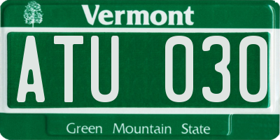 VT license plate ATU030