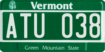 VT license plate ATU038