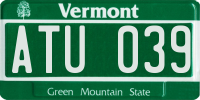 VT license plate ATU039
