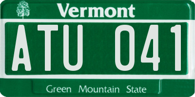 VT license plate ATU041