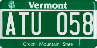 VT license plate ATU058