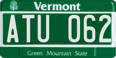 VT license plate ATU062
