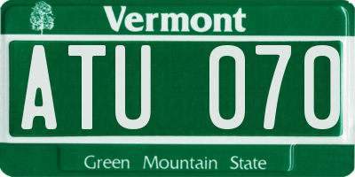 VT license plate ATU070