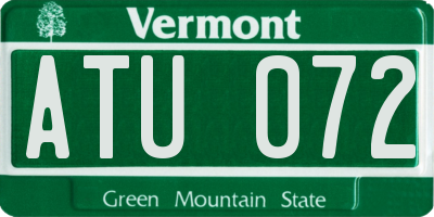 VT license plate ATU072