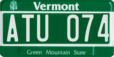 VT license plate ATU074