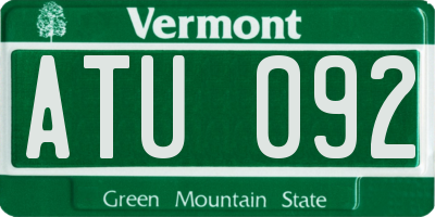 VT license plate ATU092