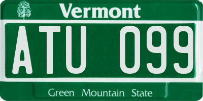 VT license plate ATU099