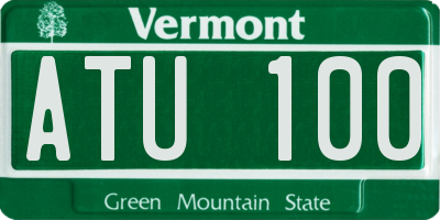 VT license plate ATU100
