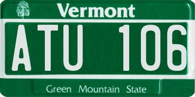 VT license plate ATU106