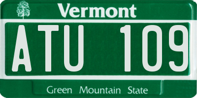 VT license plate ATU109