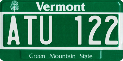 VT license plate ATU122