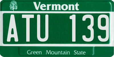 VT license plate ATU139