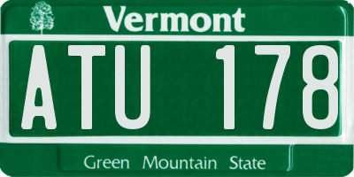 VT license plate ATU178
