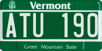 VT license plate ATU190