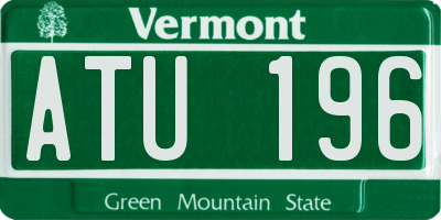 VT license plate ATU196