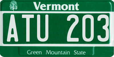 VT license plate ATU203