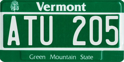 VT license plate ATU205