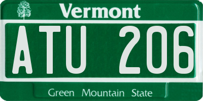 VT license plate ATU206