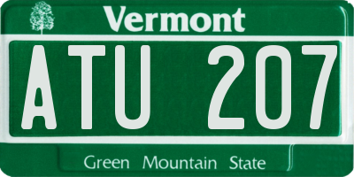 VT license plate ATU207