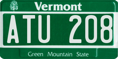 VT license plate ATU208