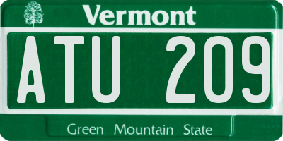 VT license plate ATU209