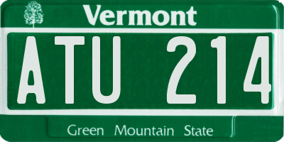VT license plate ATU214