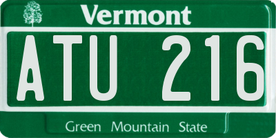 VT license plate ATU216
