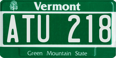 VT license plate ATU218