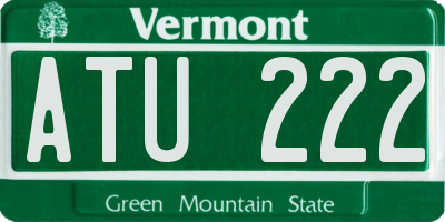 VT license plate ATU222