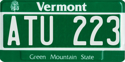 VT license plate ATU223