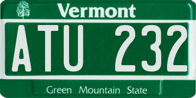 VT license plate ATU232