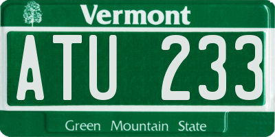 VT license plate ATU233