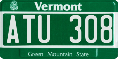 VT license plate ATU308