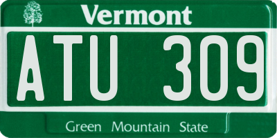 VT license plate ATU309