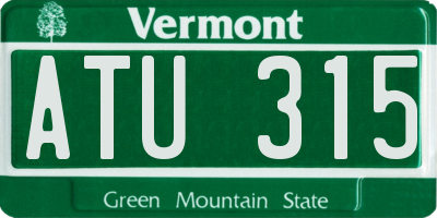 VT license plate ATU315