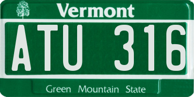 VT license plate ATU316