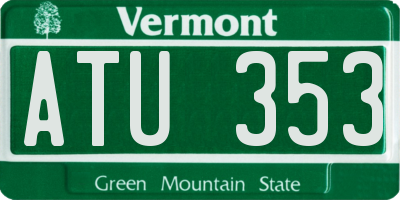 VT license plate ATU353