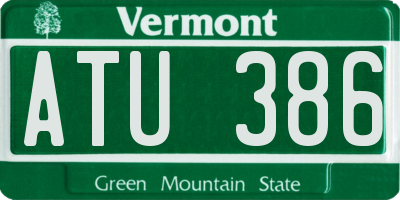 VT license plate ATU386