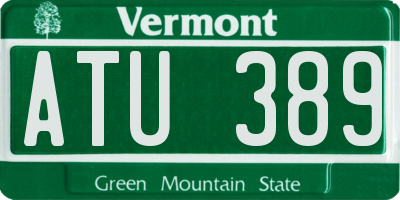 VT license plate ATU389